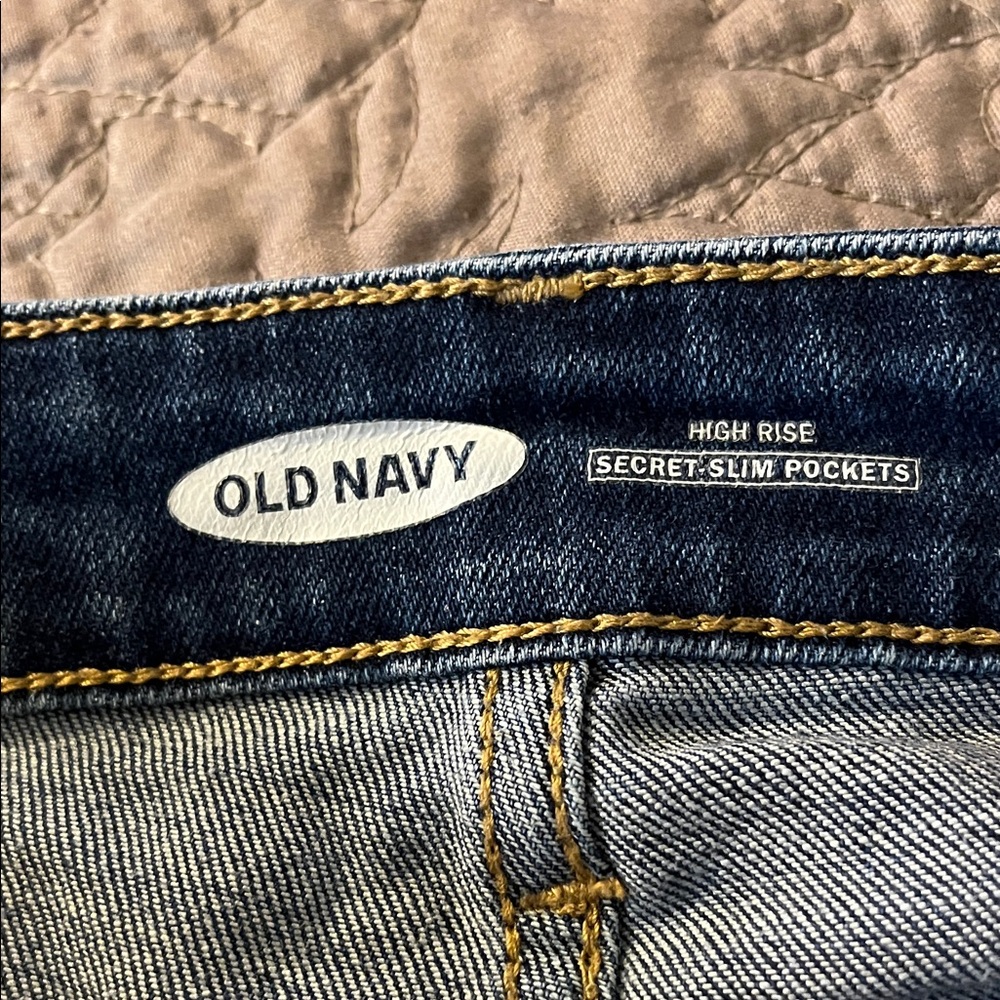 Old Navy Women's Distressed Denim Shorts - Dark Blue - Picture 3 of 4